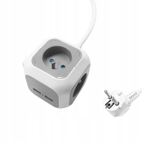 Przedłużacz 4 krotny 2P+Z, ładowarka 2xUSB, 1,4m