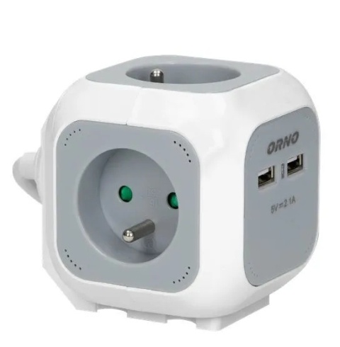 Przedłużacz 4 krotny 2P+Z, ładowarka 2xUSB, 1,4m