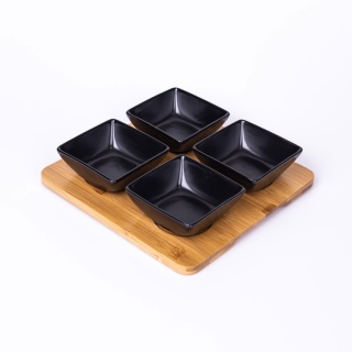 Miseczki komplet 4 kwadrat bambus czarny AMBITON
