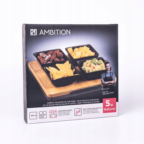 Miseczki komplet 4 kwadrat bambus czarny AMBITON