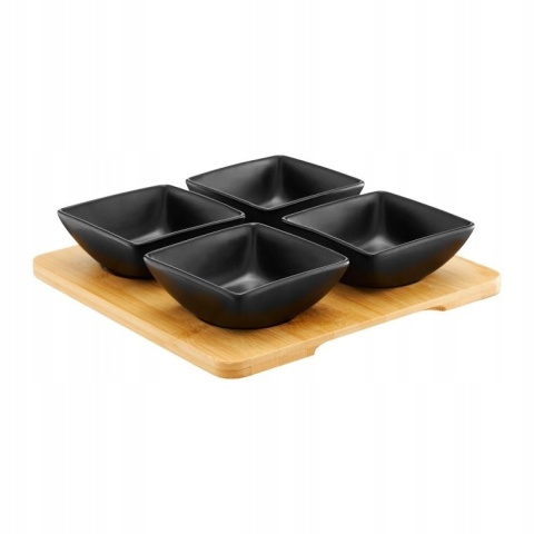 Miseczki komplet 4 kwadrat bambus czarny AMBITON