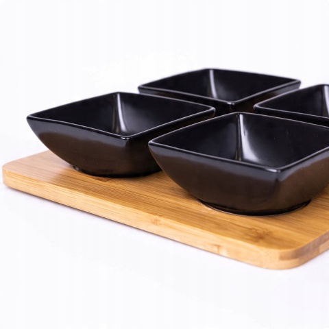 Miseczki komplet 4 kwadrat bambus czarny AMBITON