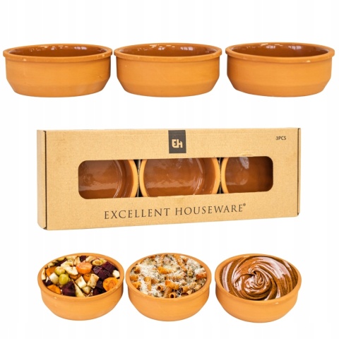 Naczynia do zapiekania żaroodporne 3 miseczki zestaw TERRACOTTA