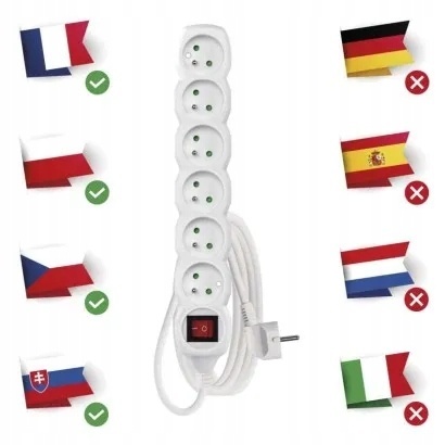 PRZEDŁUŻACZ Z UZIEMIENIEM / Z WYŁ. / 6G / 3M