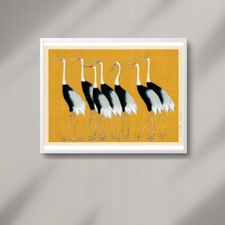 Plakat 7 ptaków 60x84, aut. O. Korin A1 art ptaki