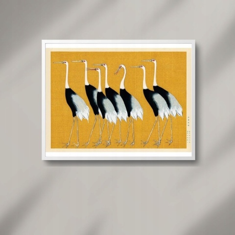 Plakat 7 ptaków 60x84, aut. O. Korin A1 art ptaki