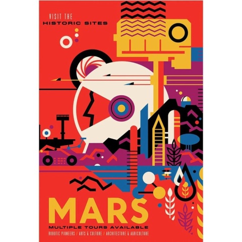 Plakat Mars 42x60 A2 czarwony nowoczesny