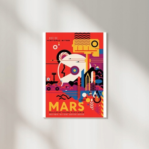Plakat Mars 42x60 A2 czarwony nowoczesny