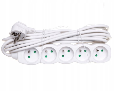 PrzedŁuzacz 5m 4-gniazda z/u 10A biaŁy 1902040500 P0415 PO515