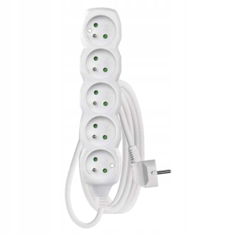 PrzedŁuzacz 5m 4-gniazda z/u 10A biaŁy 1902040500 P0415 PO515