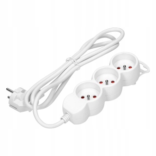 Przedłużacz 3x2P+Z,3m, 3x1,5, biały ES-4/W/3
