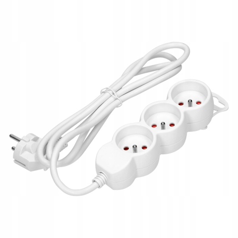 Przedłużacz 3x2P+Z,3m, 3x1,5, biały ES-4/W/3