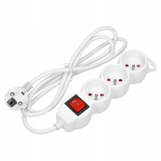 Przedłużacz 3x2P+Z,ON/OFF,3m,3x1,5,czarny ES-5/W/3