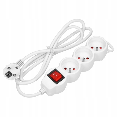 Przedłużacz 3x2P+Z,ON/OFF,3m,3x1,5,czarny ES-5/W/3