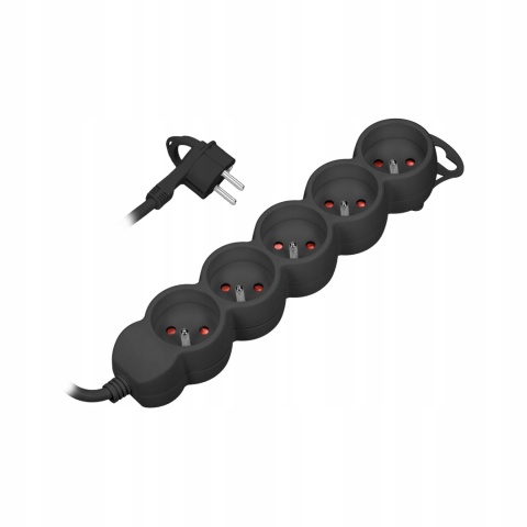 Przedłużacz 5x2P+Z,3m,3x1,5,czarny ES-6/B/3