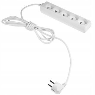 Przedłużacz z pięciokrotnym gniazdem ECO 5X2p+z 10A 3m BIAŁY