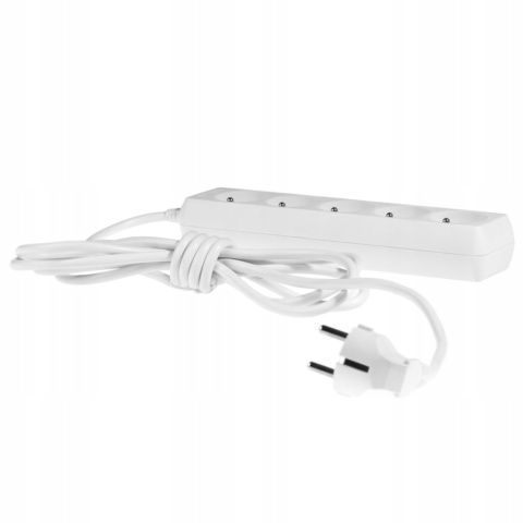 Przedłużacz z pięciokrotnym gniazdem ECO 5X2p+z 10A 3m BIAŁY