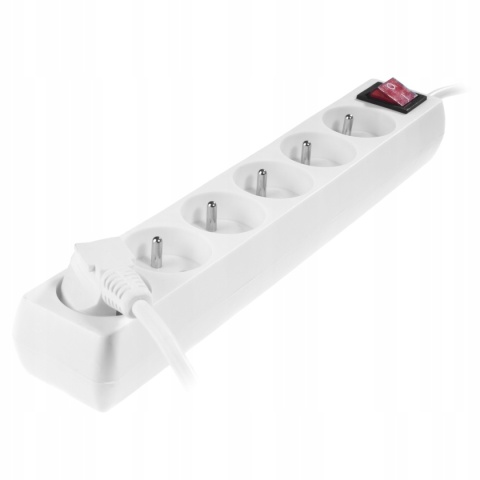 Przedłużacz z sześcioktotnym z wyłącznikiem ECO 6X2p+Z 10A 3m BIAŁY