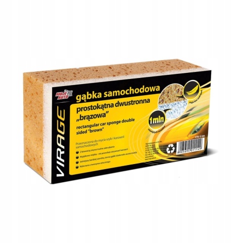 VIRAGE- Gąbka Samochodowa Prostokątna Dwustronna Brązowa