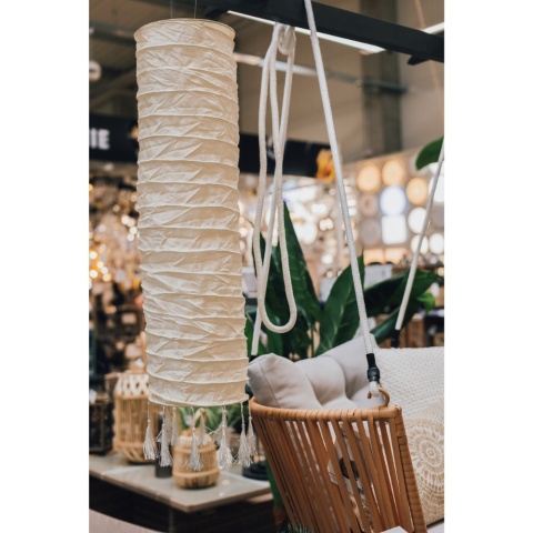 Lampion wiszący solarny biały BOHO 102 cm Lumineo