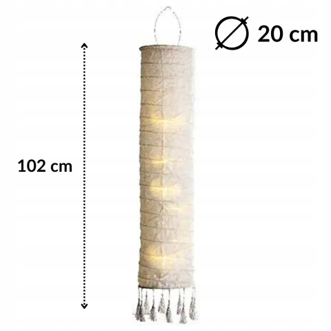 Lampion wiszący solarny biały BOHO 102 cm Lumineo