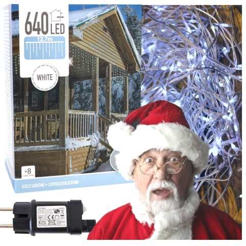 Oświetlenie zewnętrzne świąteczne lampki Boże Narodzenie 640 LED WHITE CLR