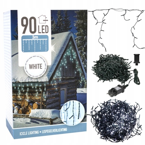 Oświetlenie zewnętrzne świąteczne lampki Boże Narodzenie 90 WHITE OUTDOOR