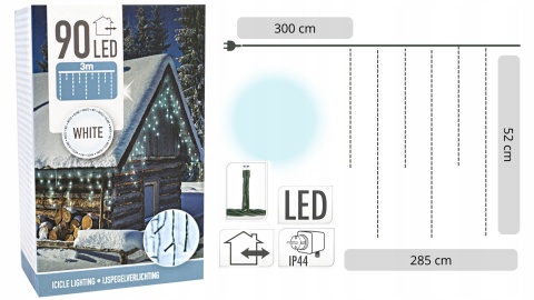 Oświetlenie zewnętrzne świąteczne lampki Boże Narodzenie 90 WHITE OUTDOOR
