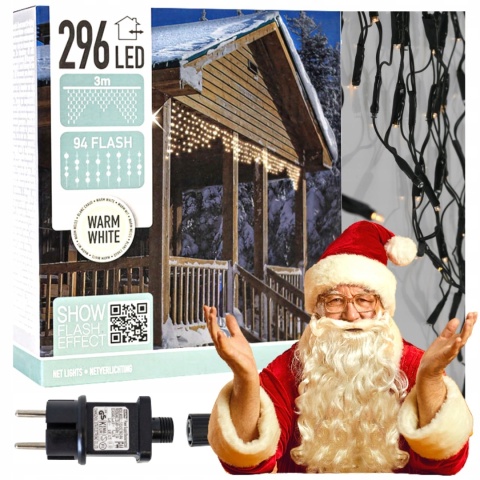 Oświetlenie zewnętrzne świąteczne lampki Boże Narodzenie LED NET 300X60CM