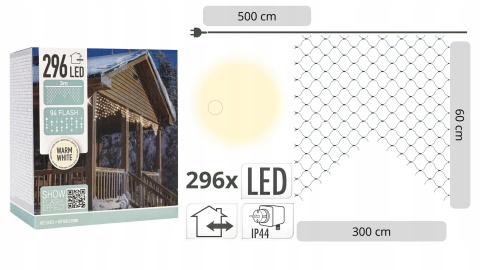 Oświetlenie zewnętrzne świąteczne lampki Boże Narodzenie LED NET 300X60CM
