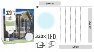 Oświetlenie zewnętrzne świąteczne lampki Boże Narodzenie kurtyna LIGHT 320LED