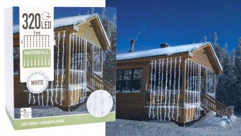 Oświetlenie zewnętrzne świąteczne lampki Boże Narodzenie kurtyna LIGHT 320LED
