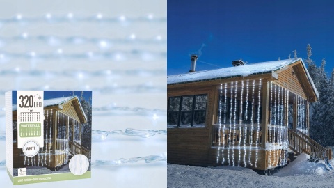 Oświetlenie zewnętrzne świąteczne lampki Boże Narodzenie kurtyna LIGHT 320LED