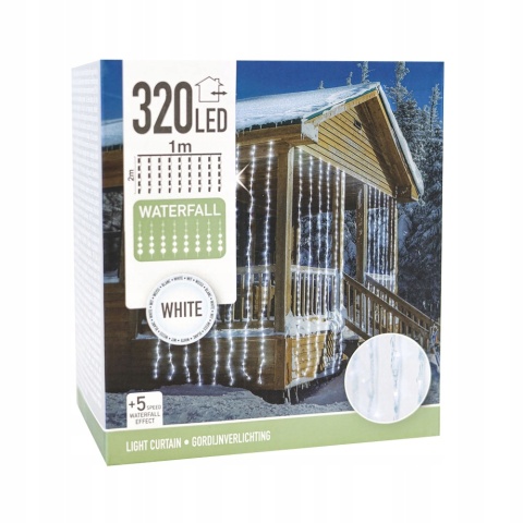 Oświetlenie zewnętrzne świąteczne lampki Boże Narodzenie kurtyna LIGHT 320LED