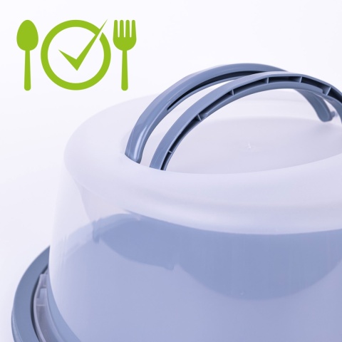 Pojemnik ciasto wędliny pokrywa uchwyt 30cm szary