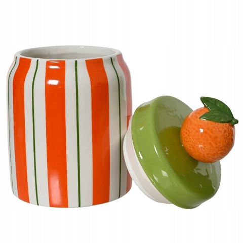 SŁOIK SŁOICZEK Pojemnik ceramiczny z pokrywką z pomarańczą 18cm