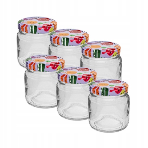 Słoik TO 106ml z kolorową zakrętką fi53- 6szt.