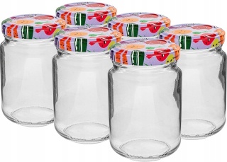 Słoik TO 156ml z kolorową zakrętką fi53- 6szt.