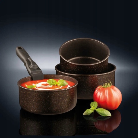 Komplet 3 garnków Ambition Gold z odpinaną rączką