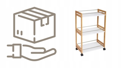 MOBILNY REGAŁ BAMBUSOWY NA KÓŁKACH KUCHENNY ŁAZIENKOWY 3 PÓŁKOWY NATURALNY