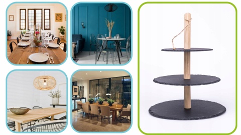 Patera 3-poziomowa łupek, drewno