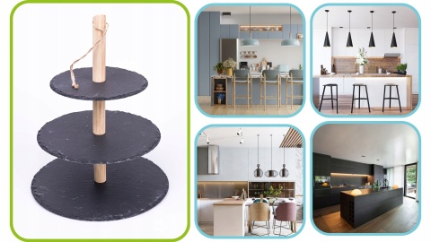 Patera 3-poziomowa łupek, drewno