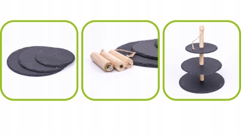 Patera 3-poziomowa łupek, drewno