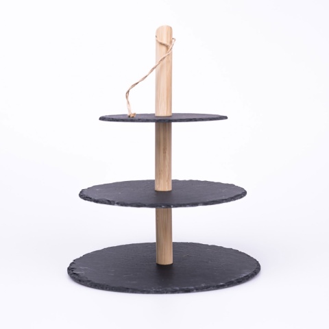 Patera 3-poziomowa łupek, drewno