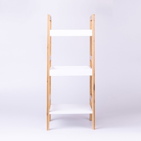 REGAŁ KUCHENNY regał ŁAZIENKOWY 3 PÓŁKOWY BIAŁY NATURALNY BAMBUSOWY