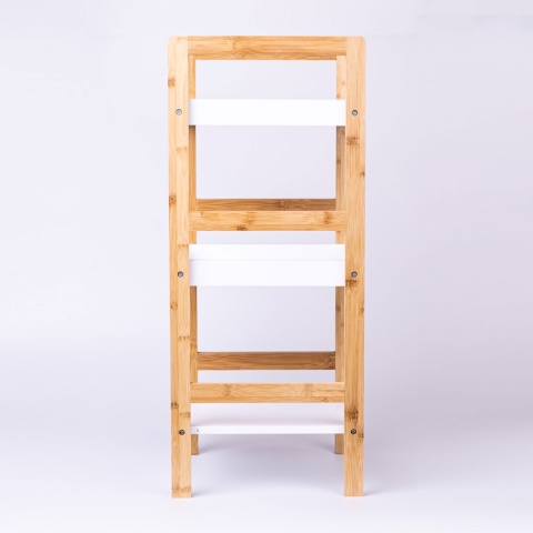 REGAŁ KUCHENNY regał ŁAZIENKOWY 3 PÓŁKOWY BIAŁY NATURALNY BAMBUSOWY