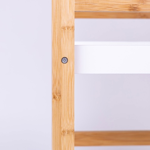 REGAŁ KUCHENNY regał ŁAZIENKOWY 3 PÓŁKOWY BIAŁY NATURALNY BAMBUSOWY