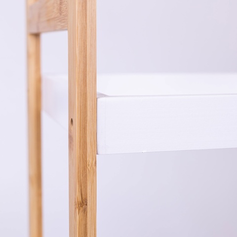 REGAŁ KUCHENNY regał ŁAZIENKOWY 3 PÓŁKOWY BIAŁY NATURALNY BAMBUSOWY