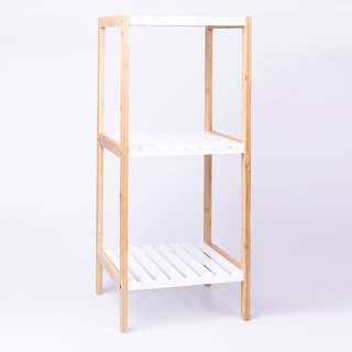 Regał łazienkowy 3-poziomowy 79x33cm bambus biały