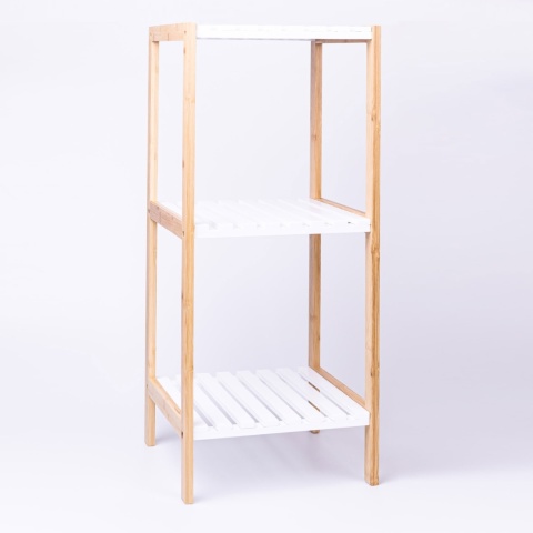 Regał łazienkowy 3-poziomowy 79x33cm bambus biały